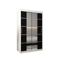 SCHWEBETÜRENSCHRANK 200/120/62 2-türig - Silberfarben/Schwarz, Holz/Kunststoff (120/200/62cm) - MÖBEL KRYSPOL