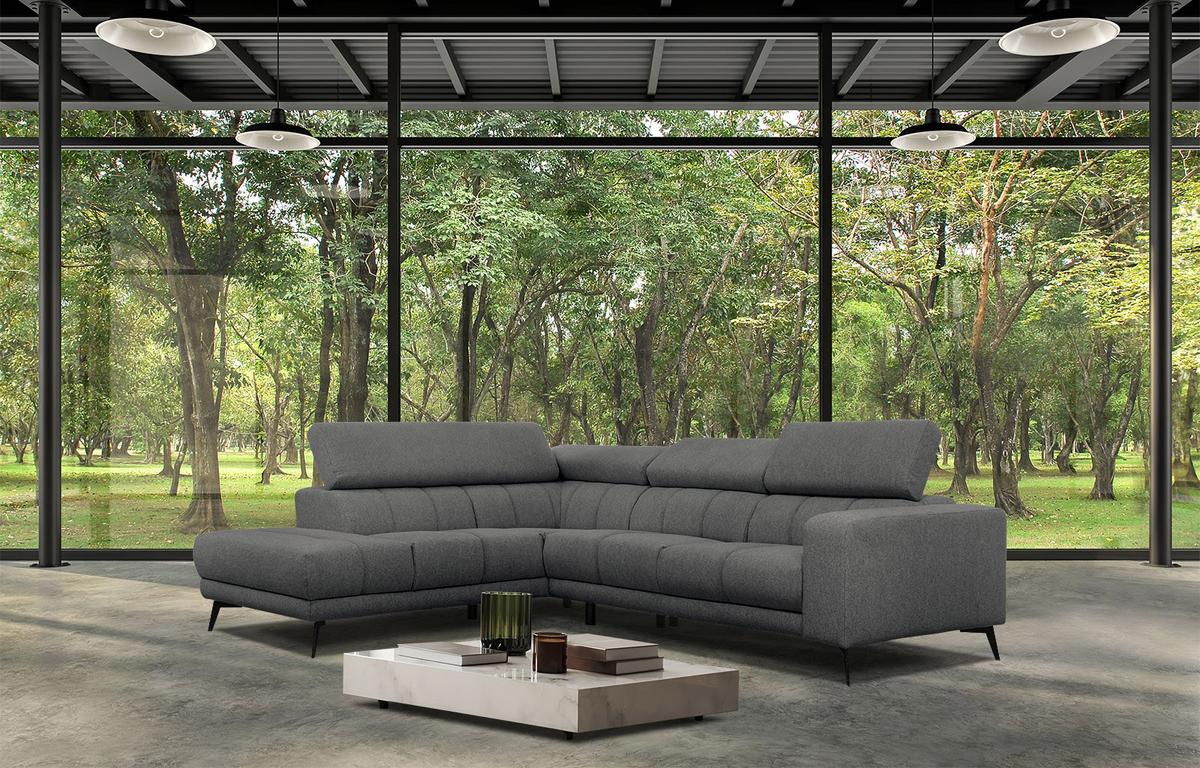 ECKSOFA MORELLO 5-Sitzer, dunkelgrau - Dunkelgrau/Schwarz, Holzwerkstoff/Textil (158/269cm) - Wozimo