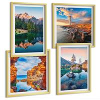 BILDER SET 4er Set - 50x50 cm & 40x60 cm Goldrahmen - Spiegelung der Felsen in Bergseen - Goldfarben, Kunststoff (50/50cm) - TULUP
