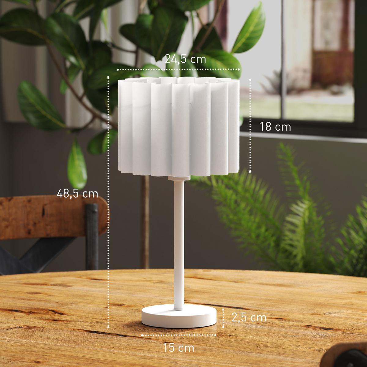 TISCHLAMPE mit Wellen-Lampenschirm exkl. Glühbirne 25 cm - Weiß, Kunststoff (25/25/48.5cm) - HOMCOM