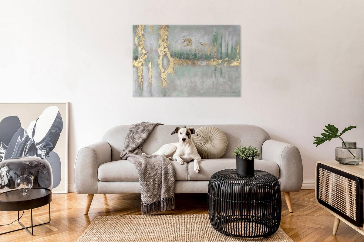 ÖLGEMÄLDE 120/80 cm - Grün, Holz/Textil (120/80cm) - KUNSTLOFT