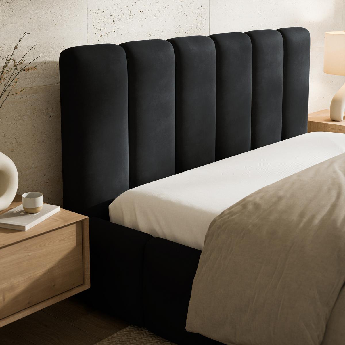 POLSTERBETT RANIS 140x200 cm mit Bettkästen - Schwarz - Schwarz, Holz/Textil (140/200cm) - MASSENO