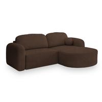 ECKSOFA AMILIA R-S Braun Boucle-Stoff mit Schlaffunktion - Braun, Holz (263/174cm) - MASSENO