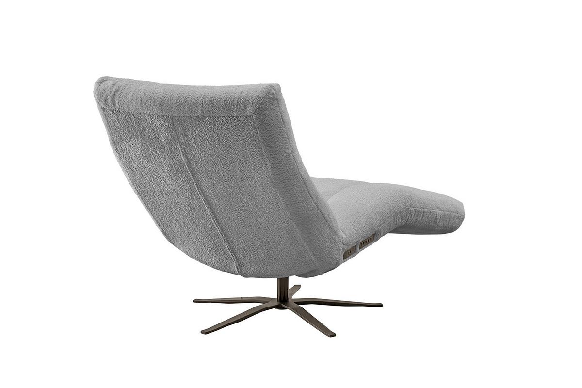 RELAXLIEGE LETICIA Grau Flachgewebe Relaxfunktion, Drehbar (360°) - Schwarz/Grau, Textil/Metall (82/115/156cm) - KAWOLA