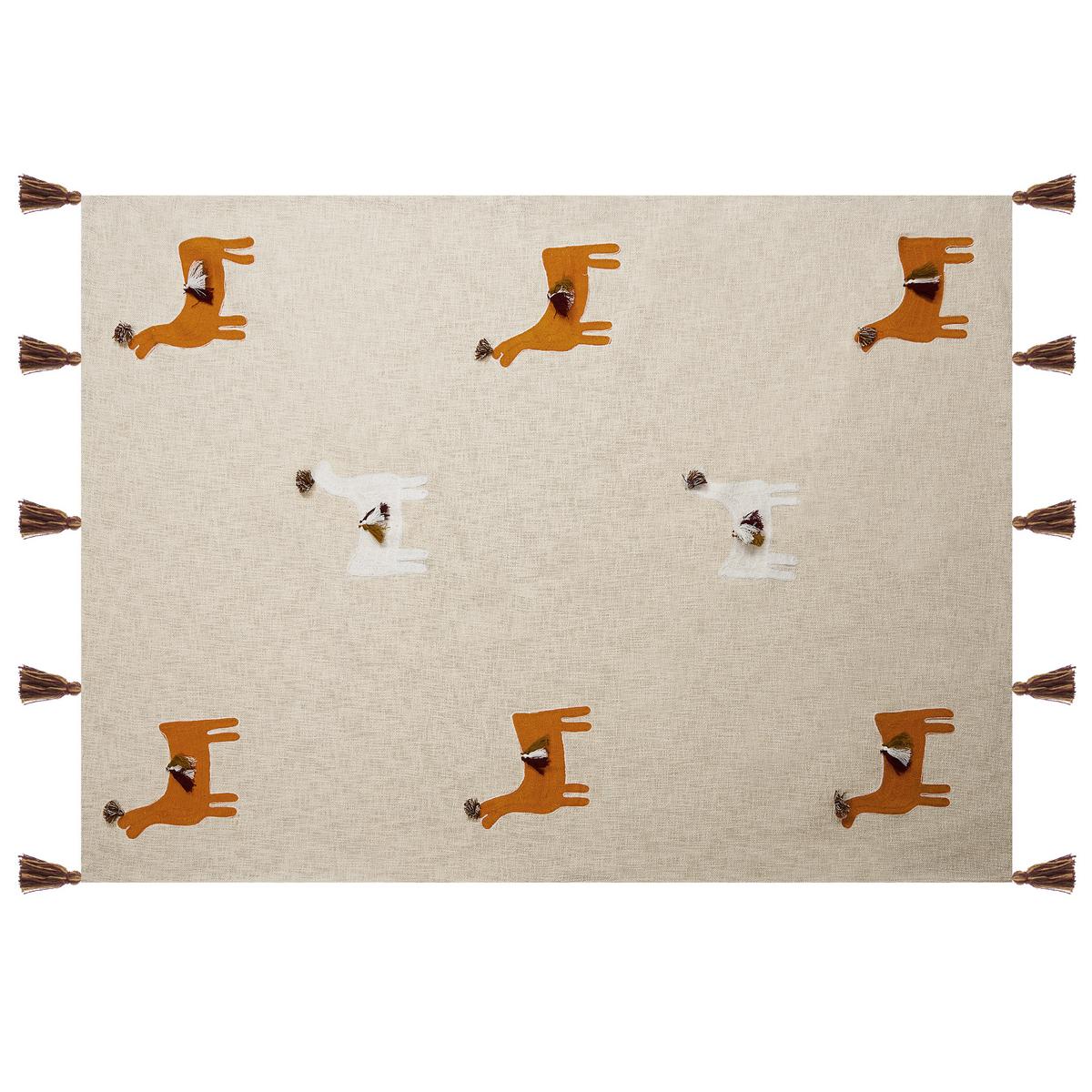 DECKE Beige Khandwa 130/180 cm - Beige, Naturmaterialien/Textil (130/180cm) - Beliani