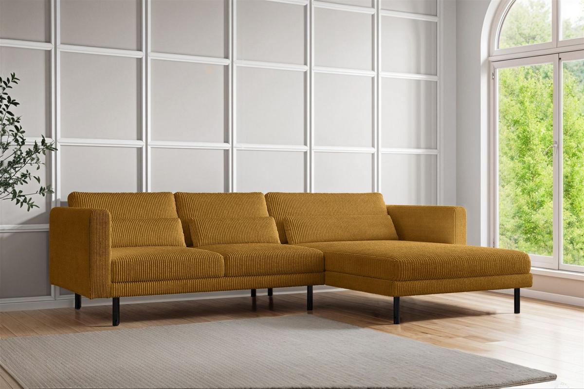 ECKSOFA Agada In Poso - Gelb, Holzwerkstoff/Textil (281/174cm) - Fun Möbel