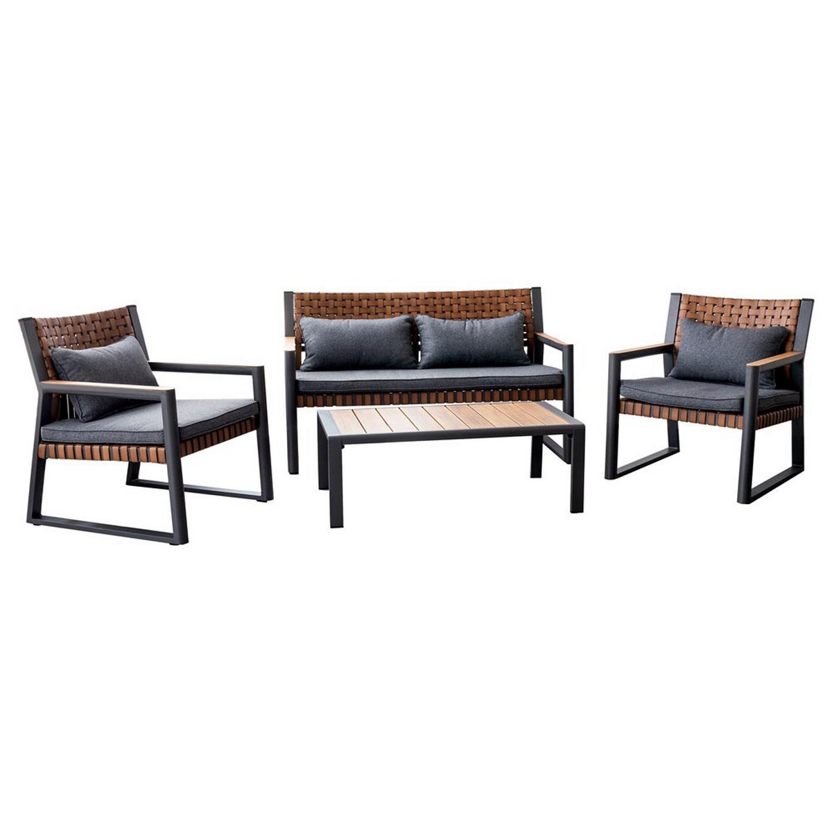 GARTENMÖBEL-SET TEXAS für 4 Personen - Grau, Holzwerkstoff - RAUMHIRSCH FURNITURE