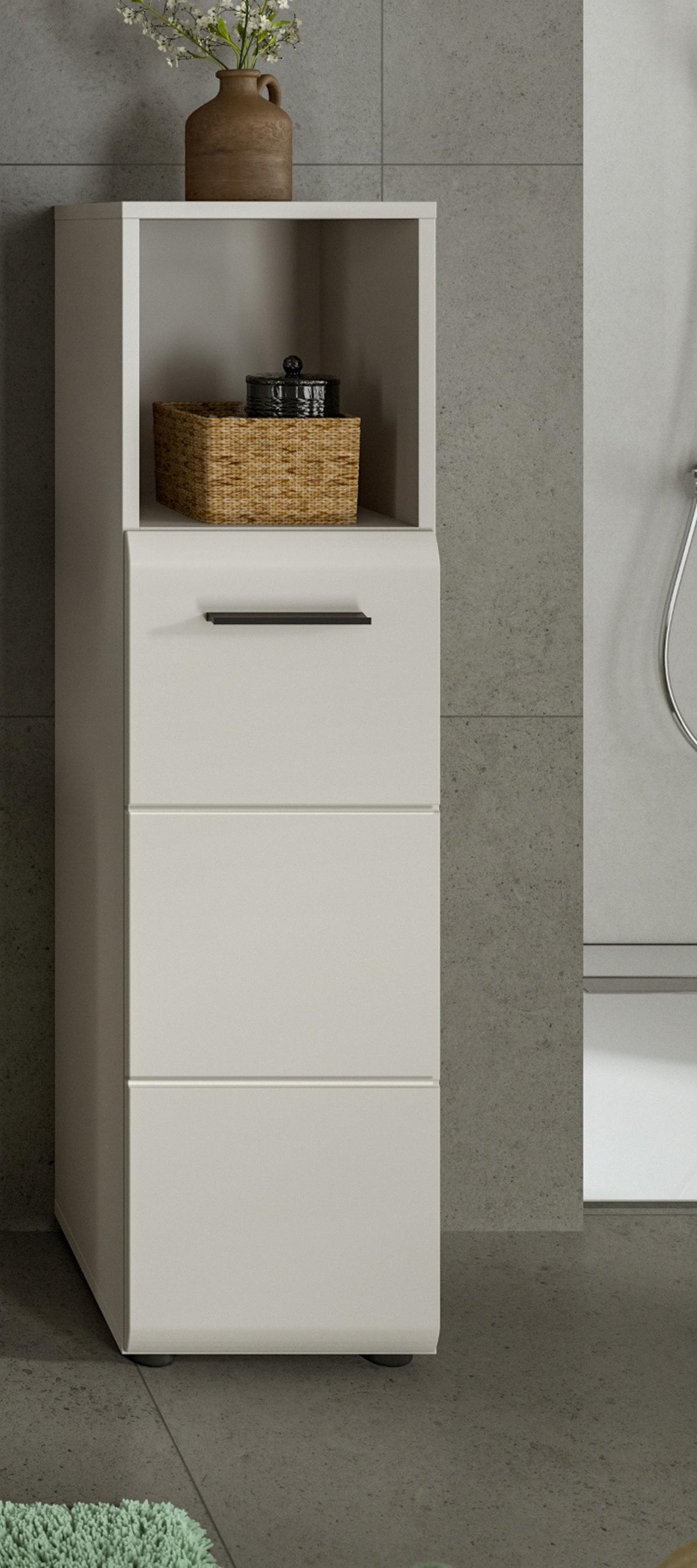 BADKOMMODE Kaschmir 30 x 110 cm, Badezimmer Kommode mit wechselbarem Türanschlag - Kaschmir/Schwarz, Holzwerkstoff/Kunststoff (30/110/30cm) - Inn.Furn