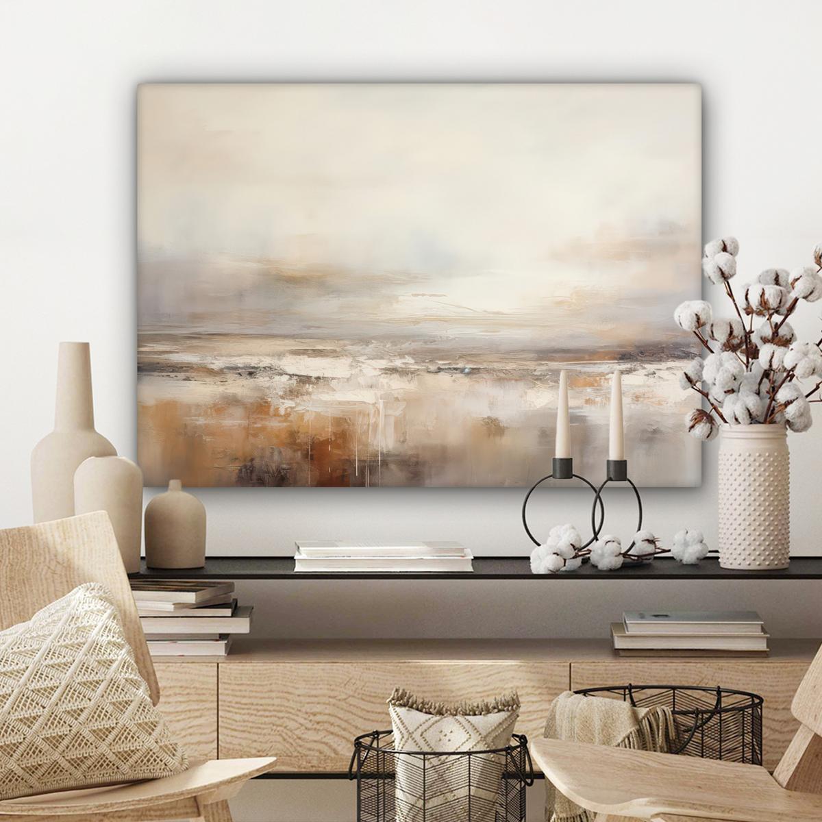 LEINWANDBILD Kunst - Industriell - Grau - Braun - Abstrakt Wandbilder 80x60 cm - Sandfarben, Textil (80/60cm) - MuchoWow