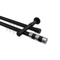 GARDINENSTANGE INNENLAUF Prestige Mavell 280 cm (geteilt in 2 x 140 cm), 2-läufig, 20 mm Ø Schwarz - Chromfarben/Schwarz, Metall (280cm) - INTERDECO
