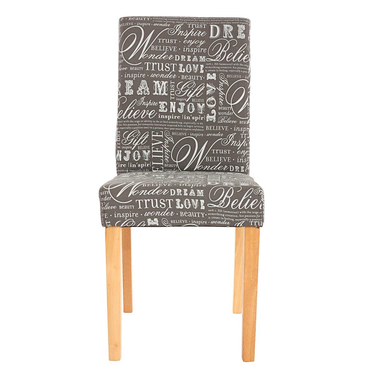 ESSZIMMERSTUHL SCHRIFT Grau, Weiß, Braun 4er-Set - Weiß/Braun, Textil (43/90/56cm) - MCW