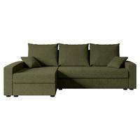ECKSOFA mit Schlaffunktion und Bettkasten ALESIA-L 231x140x90 cm Grün Bouclé - Silberfarben/Grün, Holzwerkstoff/Kunststoff (231/140cm) - ALTDECOR