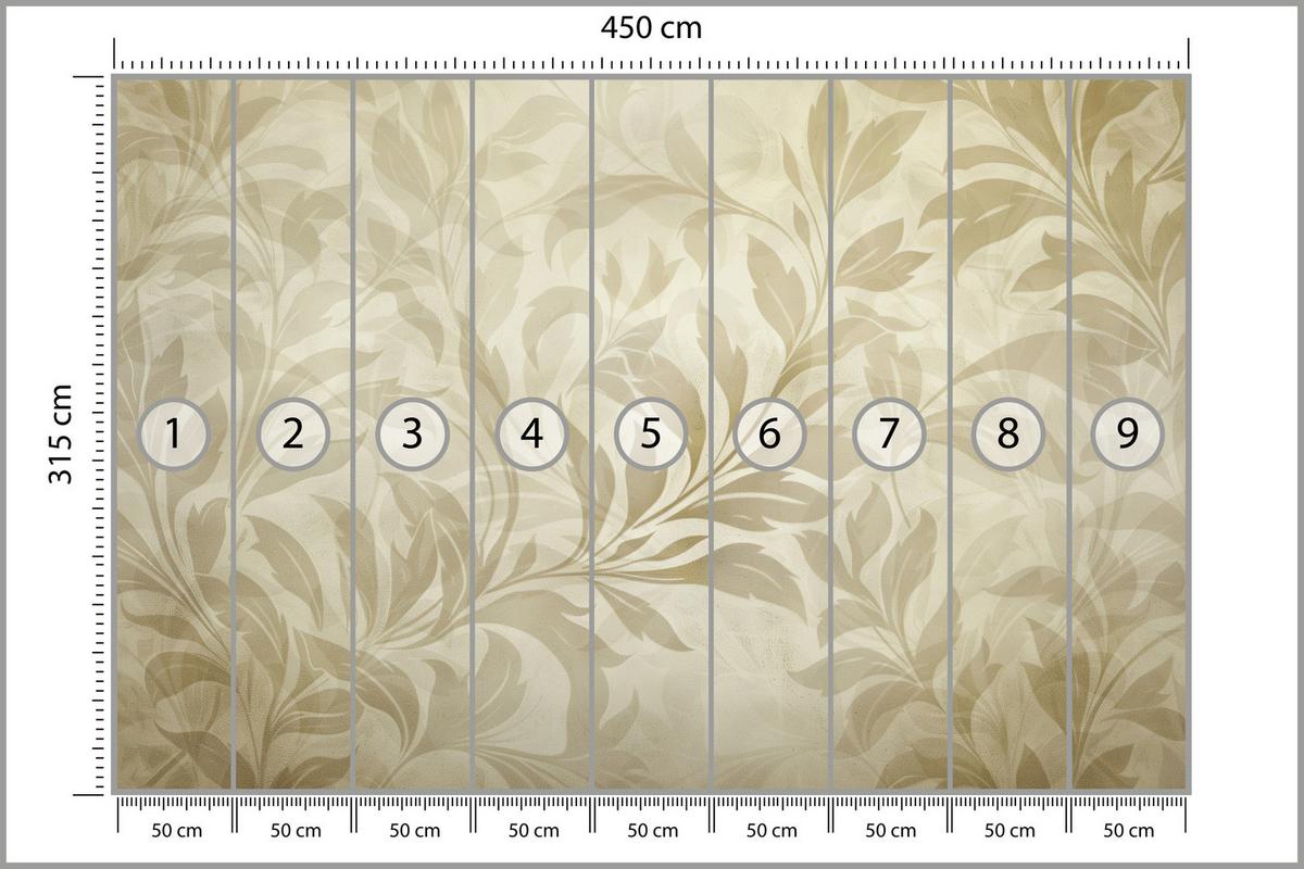 FOTOTAPETE für Schlafzimmer Blätter Pflanzen Natur 450x315 - Beige/Braun, Papier (450/315cm) - Muralo