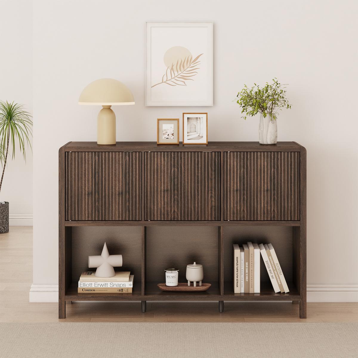 SIDEBOARD Lukkodso - Walnussfarben, Holzwerkstoff (110/76.5/30cm) - [en.casa]