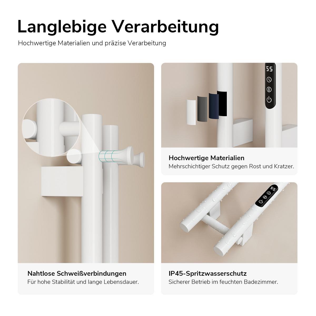 HEIZKÖRPER elektrisch vertikal 120 x 12,4 cm mit Smart-Steuerung Weiß - Weiß, Metall (12.4/120/14cm) - EMKE