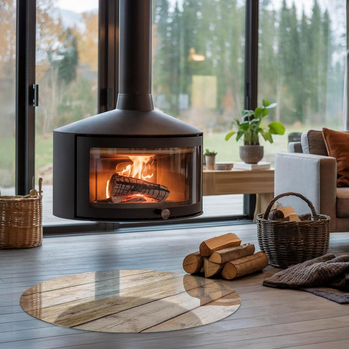 GLASPLATTE für Kamin Ø 90 cm - Beige, Glas (90/90/0.4cm) - TULUP