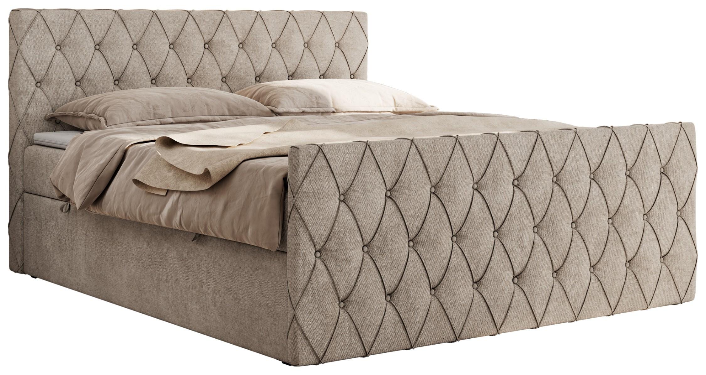 BOXBETT MIREN DUO 140/200 - Beige Strukture - H3 - Beige, Holz/Textil (140/200cm) - MKS