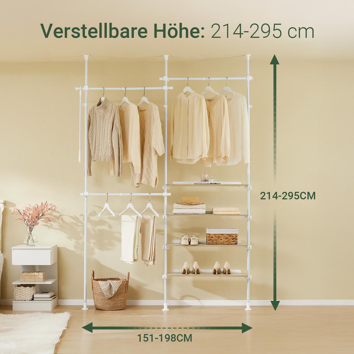TELESKOP KLEIDERSTÄNDER Weiß-Natur - Weiß/Naturfarben, Kunststoff (198/295/24cm) - SoBuy