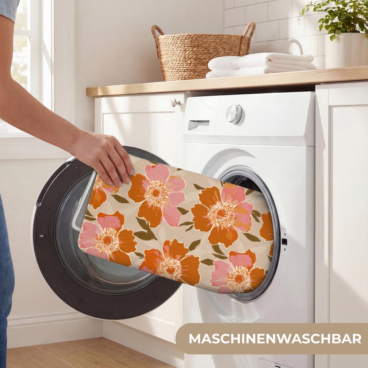 BADEMATTE Blumen - Motiv - Retro 60x90 cm - Multicolor, Textil (60/90cm) - OnlyWow