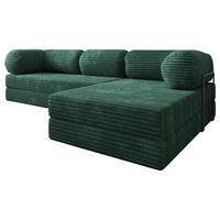ECKSOFA ETERA modulares Boneless Sofa mit Schlaffunktion Grün Cordstoff - Grün, Textil (270/160cm) - MASSENO