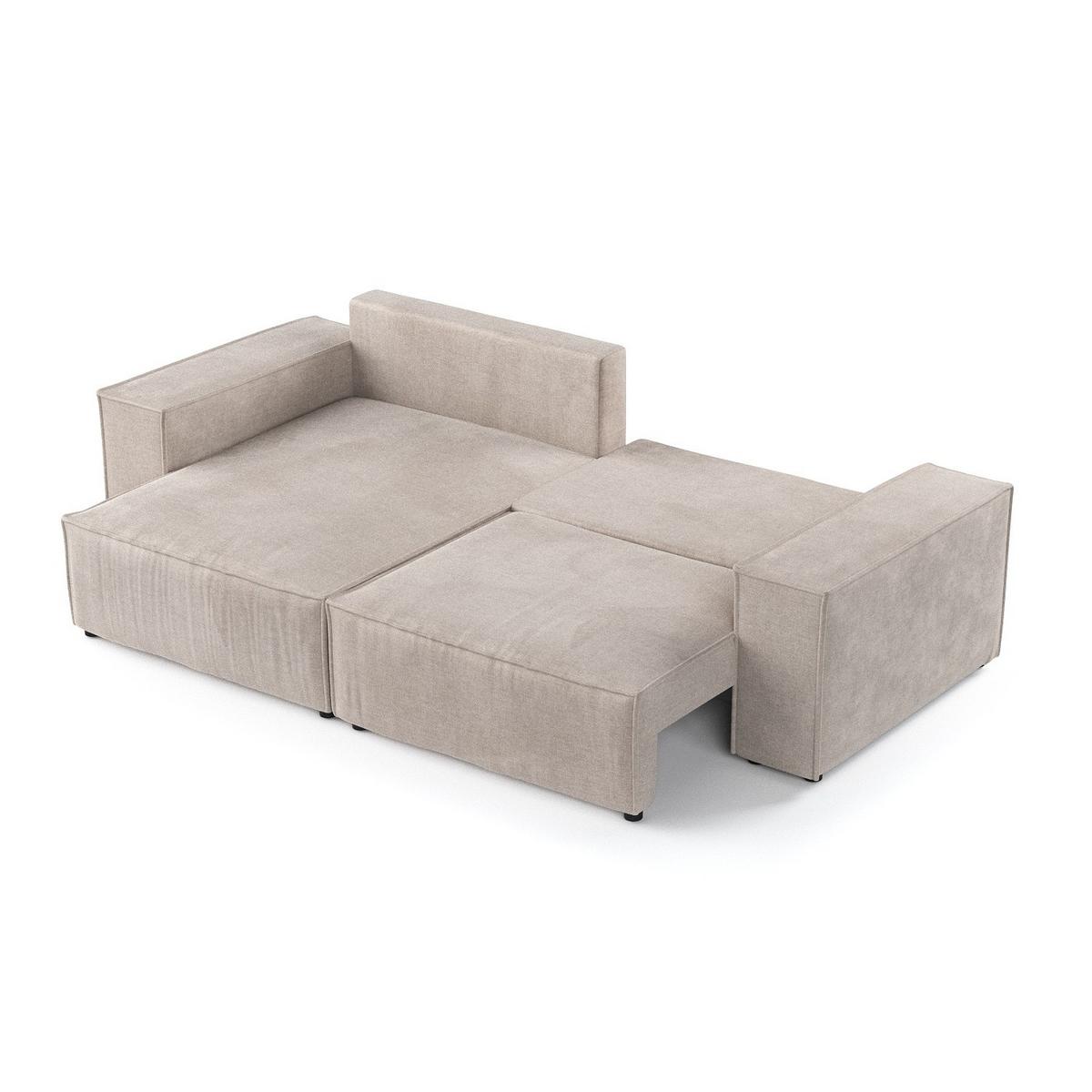 ECKSOFA CAVO mit Schlaffunktion Beige im Wind Stoff - Beige/Schwarz, Holz/Holzwerkstoff (255/148cm) - AltaBeds