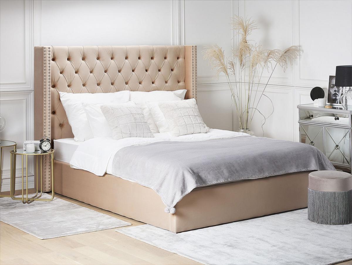 POLSTERBETT 180/200cm Beige Lubbon - Beige, Textil (180/200cm) - Beliani