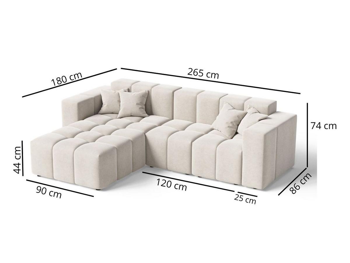 ECKSOFA Loopo Creme Links - Creme, Holz/Textil (265/180cm) - Graingold