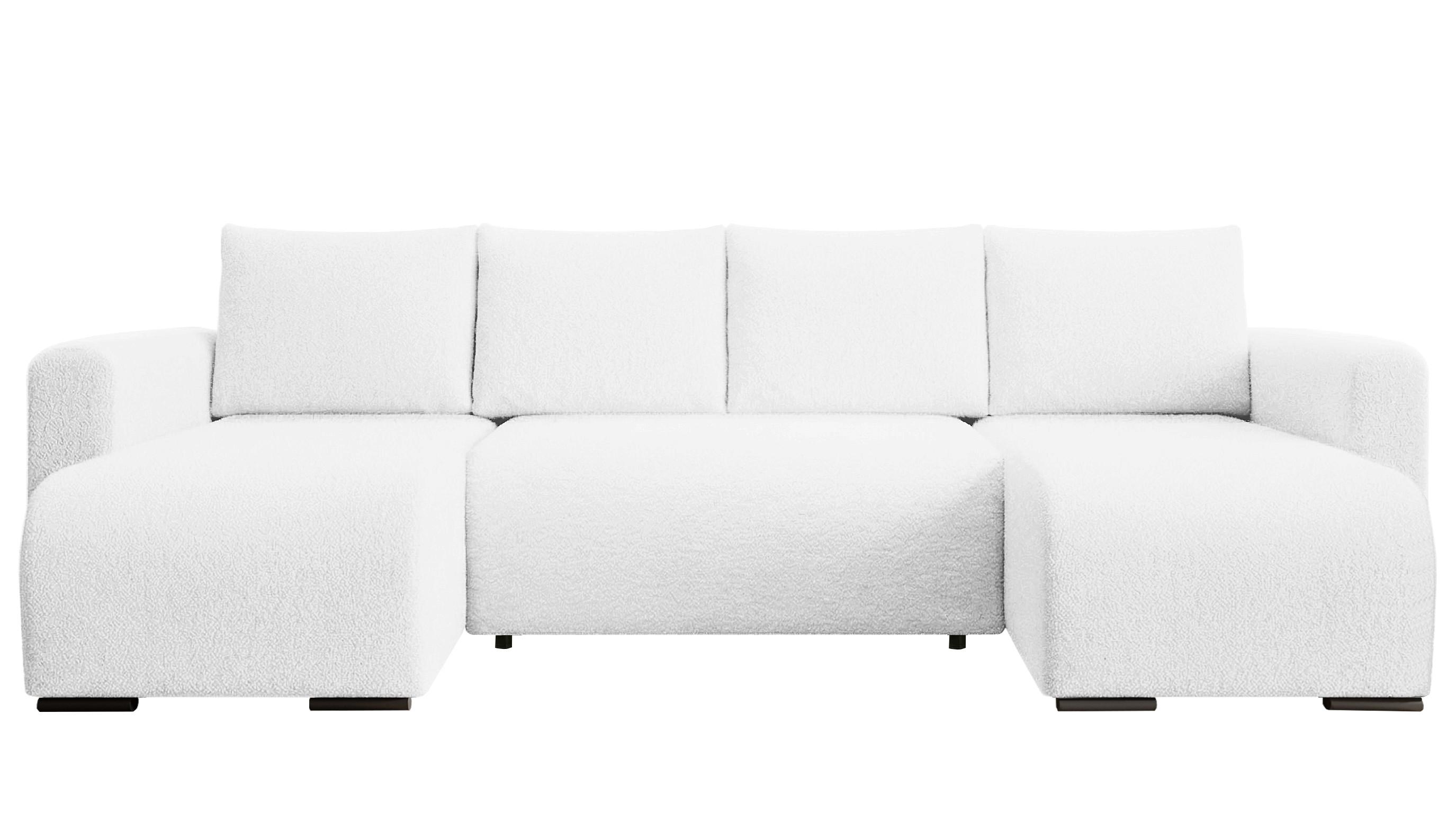 WOHNLANDSCHAFT DORA U mit Bettkasten und Schlaffunktion, U-Form, bequem - Weiß, Textil (305/85/140cm) - Storez24
