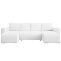 WOHNLANDSCHAFT DORA U mit Bettkasten und Schlaffunktion, U-Form, bequem - Weiß, Textil (305/85/140cm) - Storez24