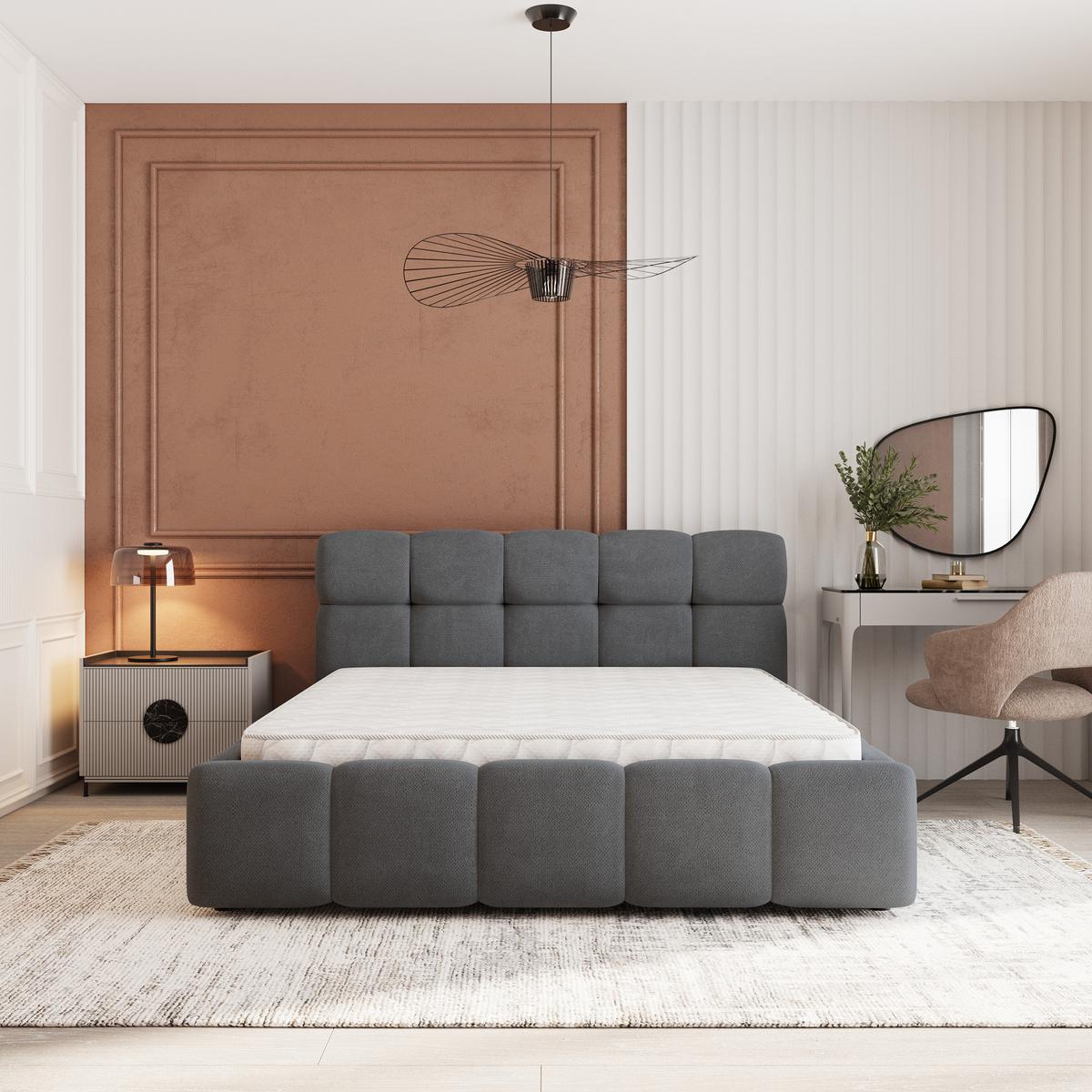POLSTERBETT FARU SR 180x200 cm mit Bettkästen - Graphitfarben - Graphitfarben, Holz (180/200cm) - MASSENO