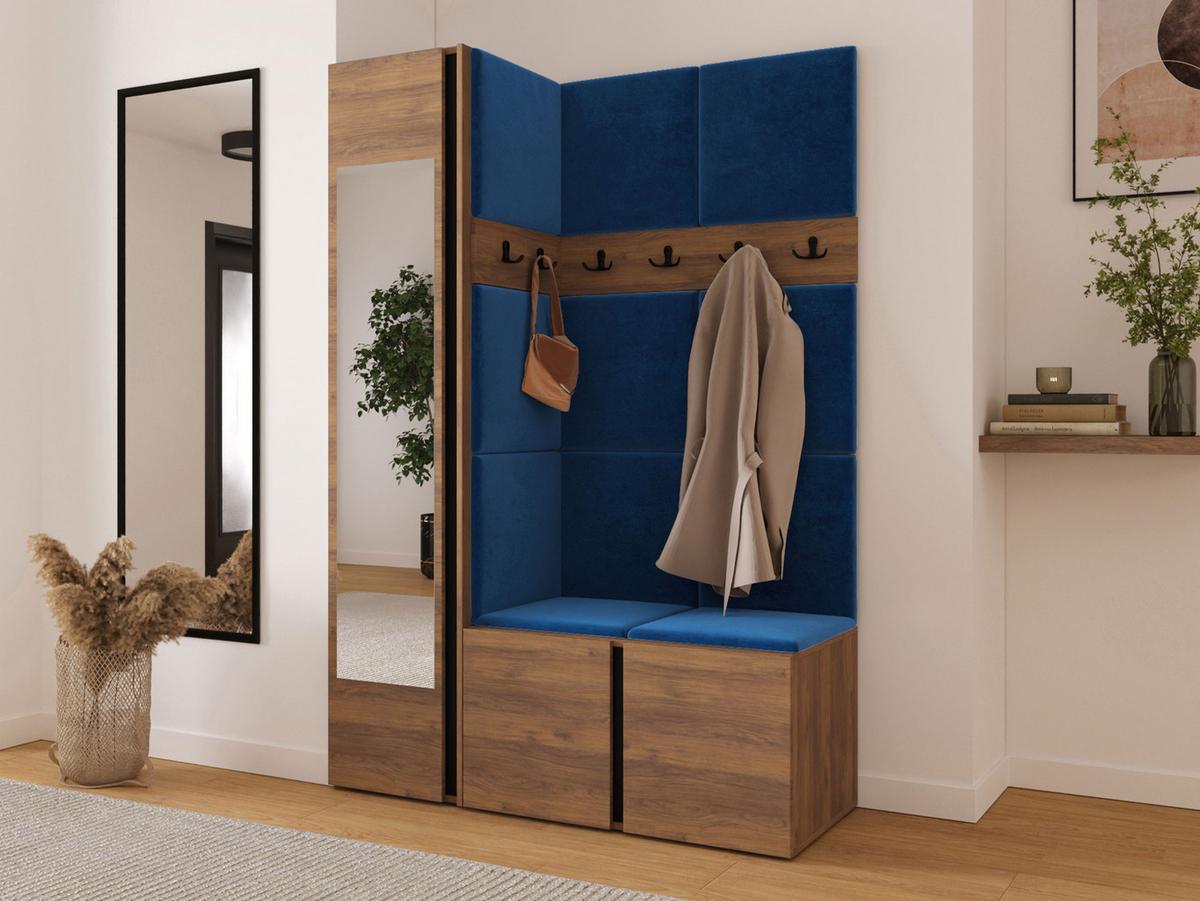 GARDEROBEN-SET Orion X - Blau/Nussbaumfarben, Holzwerkstoff/Kunststoff (124/186/46cm) - MIRJAN24