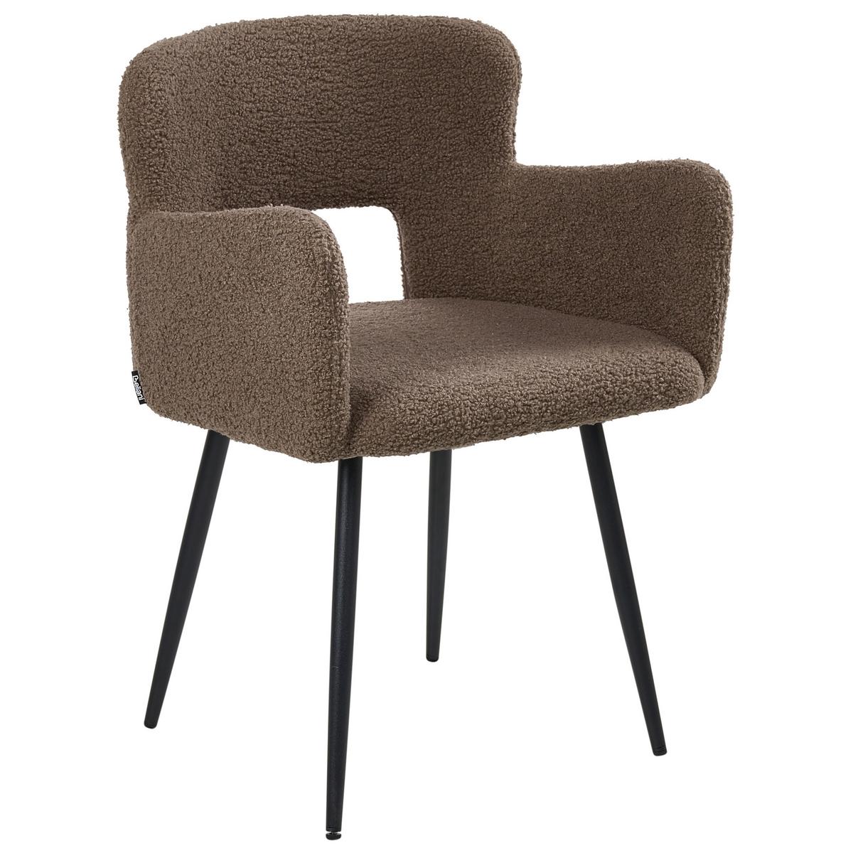 ESSZIMMERSTUHL 2er-Set Bouclé Braun Sanilac - Braun, Textil (54/76/50cm) - Beliani