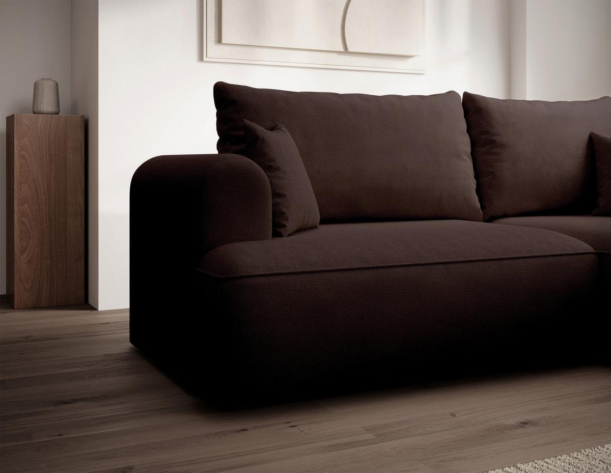 ECKSOFA Ovo Mini Braun rechts - Schwarz/Braun, Kunststoff/Textil (156/238cm) - Selsey