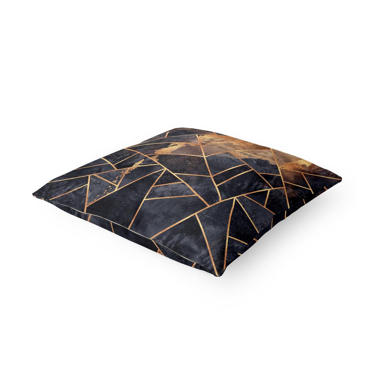 DEKOKISSEN Onyx mit Gold 40/40 cm - Schwarz, Textil (40/40/10cm) - Bilderwelten