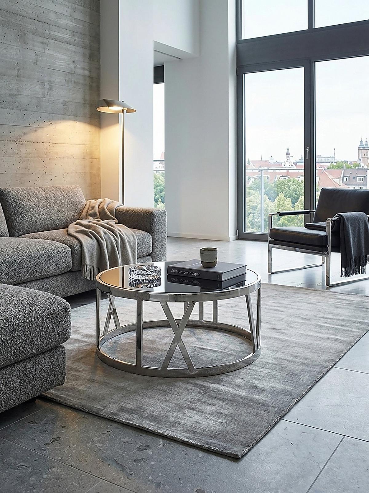 COUCHTISCH mit Glasplatte, Metallgestell, handgefertigt, Belastbarkeit 20 kg, Silber 60x60x30 cm - Silberfarben, Glas/Metall (60/60/30cm) - KADIMA DESIGN