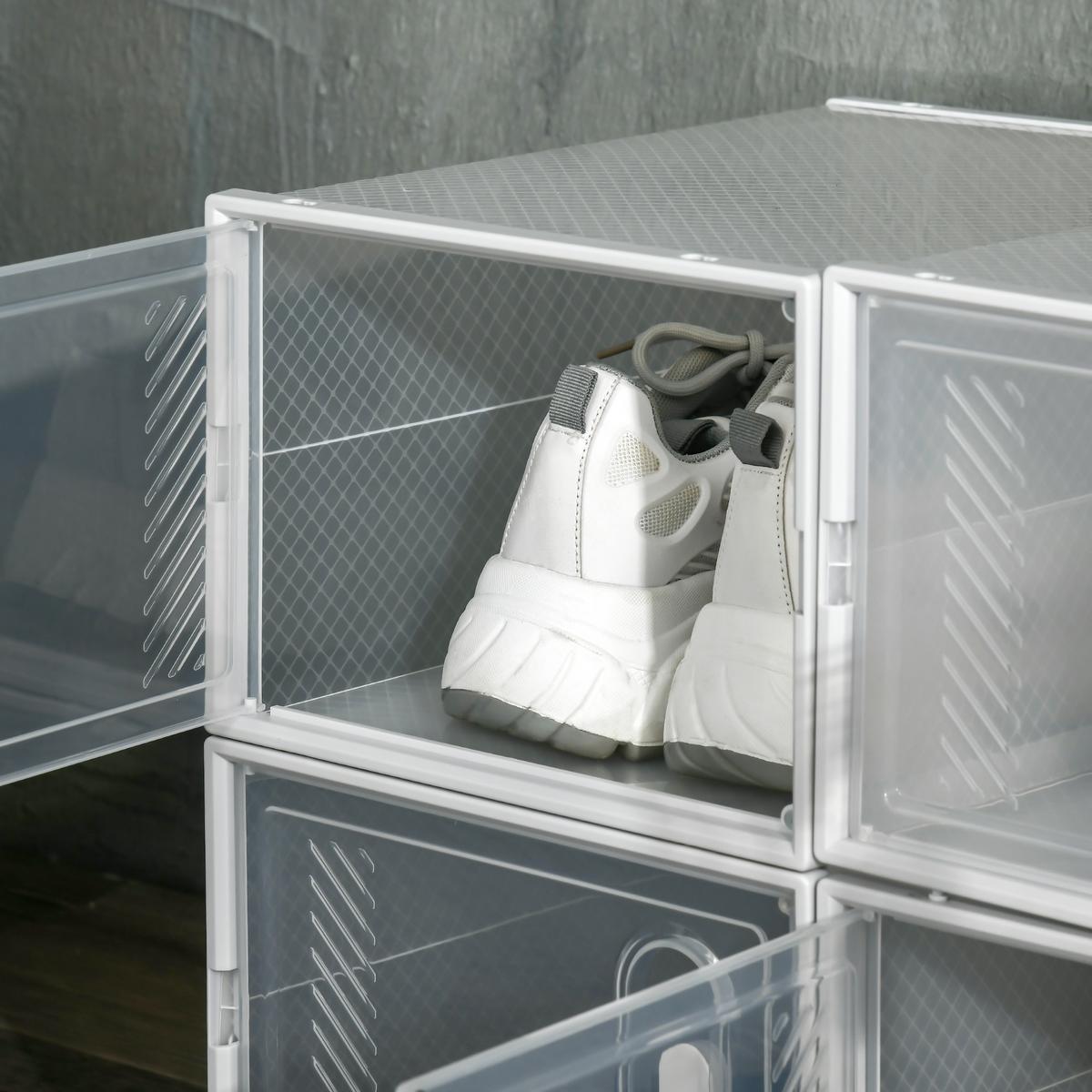DIY Schuhbox Aufbewahrungsbox mit 8 Fächern 8er Pack Schuhkartons Transparent - Transparent, Kunststoff (25/19/35cm) - HOMCOM