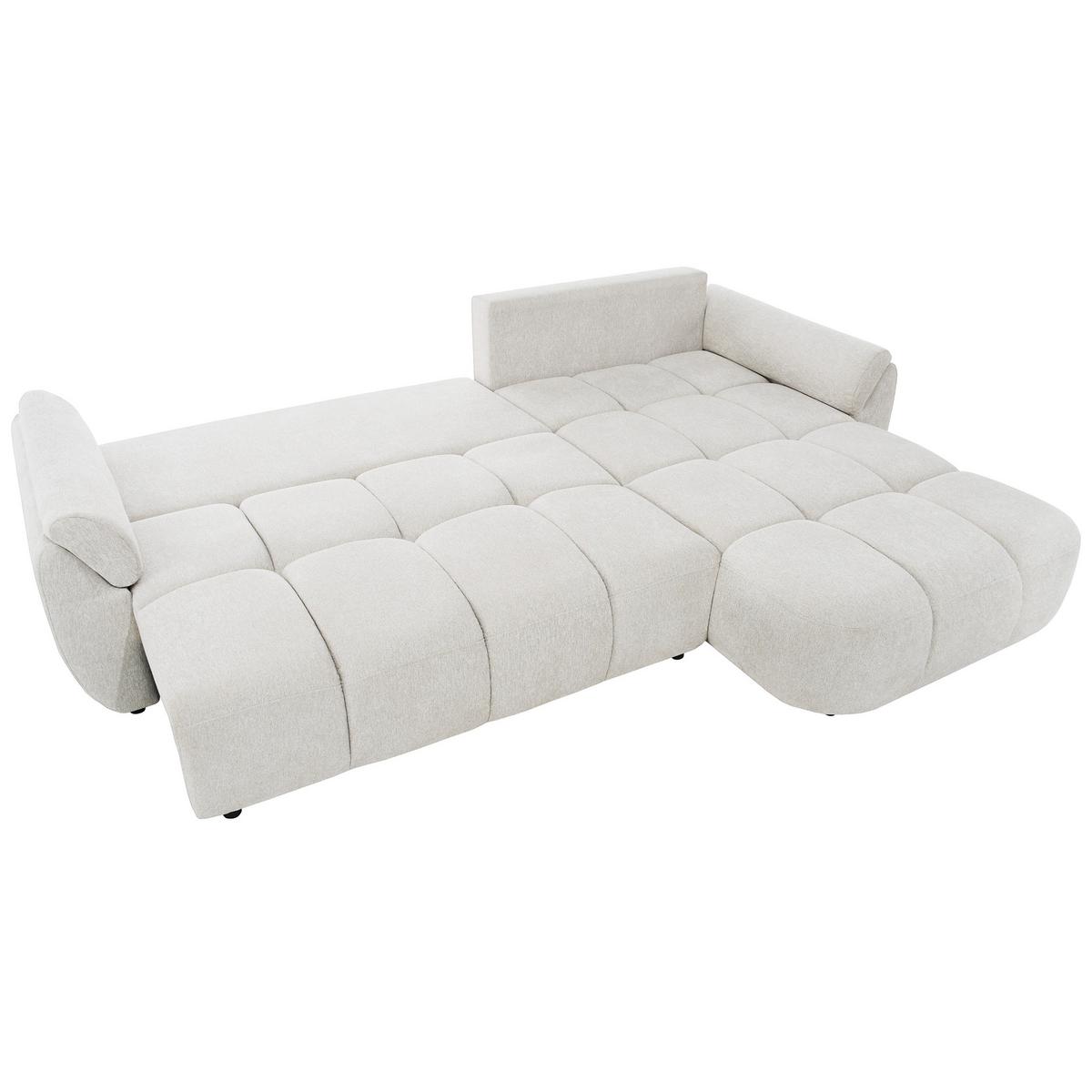 ECKSOFA Massimo, universelle Eckschlafsofa 280 cm mit Schlaffunktion und Bettkasten, Creme - Creme, Textil (283/204cm) - Beautysofa