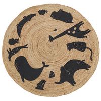 KURZFLOR-TEPPICH Beige 120 cm Earth - Beige/Schwarz, Naturmaterialien (120/120cm) - Beliani
