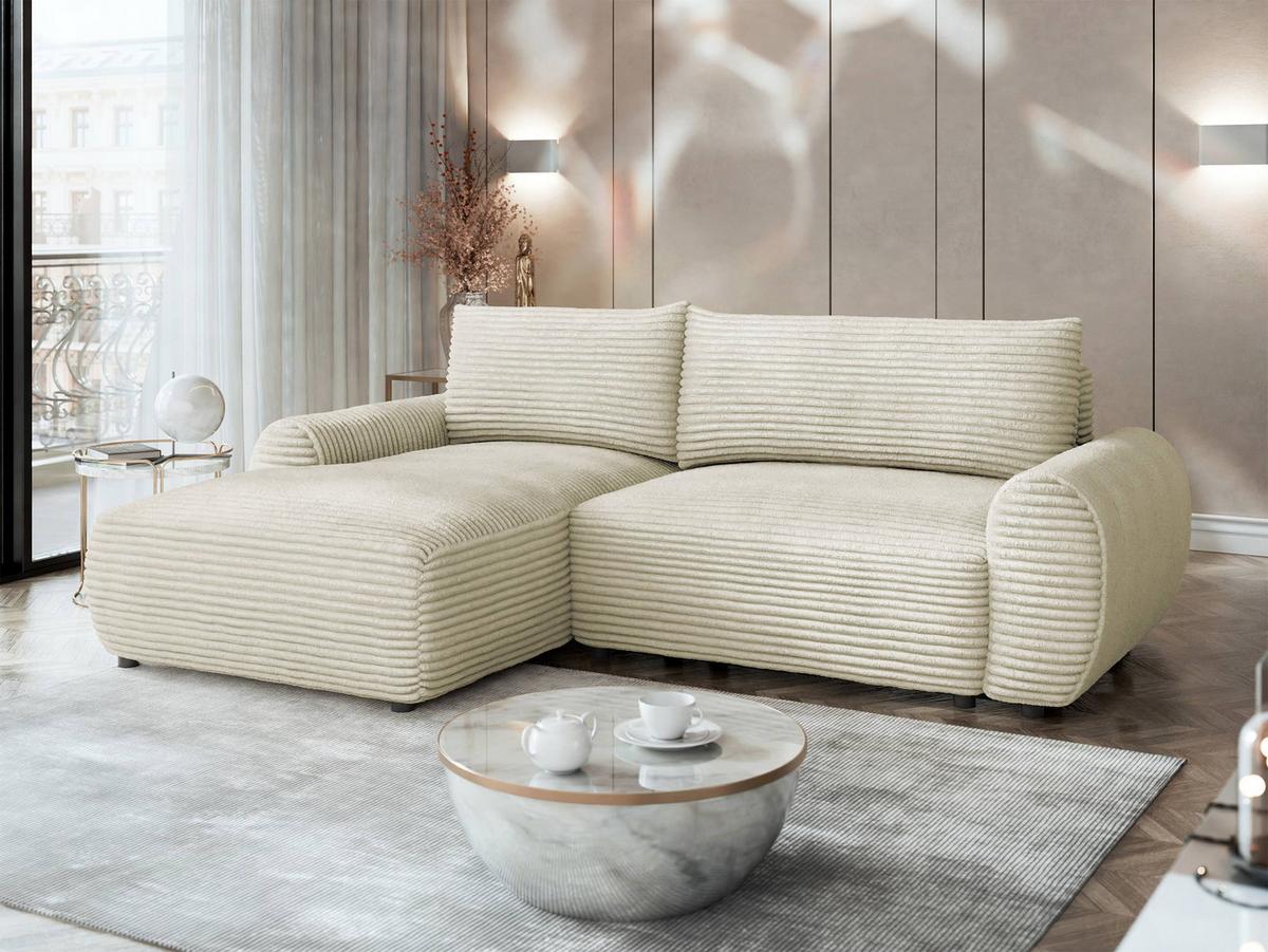 ECKSOFA Bello, Seite: Links - Schwarz/Naturfarben, Holz/Kunststoff (267/177cm) - MIRJAN24