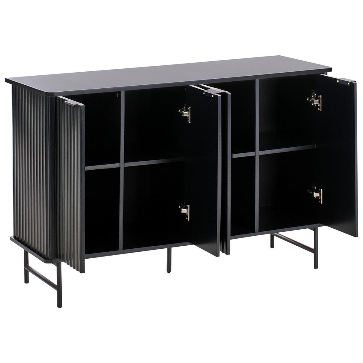 SCHRANK Schwarz Glastonbury - Schwarz, Holzwerkstoff/Metall (120/80/40cm) - Beliani