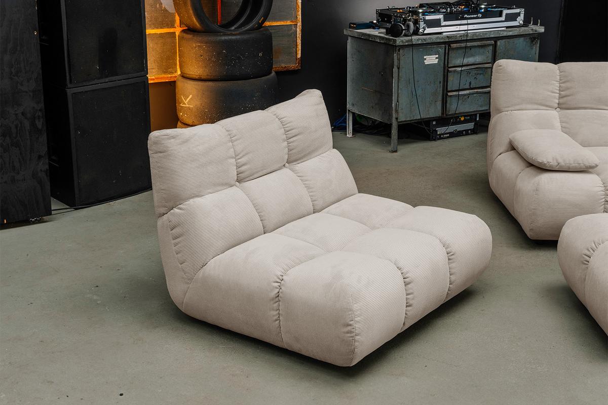DREHSESSEL VIVIEN Beige Cord Drehbar (360°) - Beige/Schwarz, Kunststoff/Textil (112/85/108cm) - KAWOLA