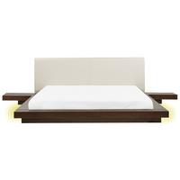 BETT mit LED 180x200 cm Dunkler Holzfarbton Zen - Dunkelbraun, Holzwerkstoff (180/200cm) - Beliani
