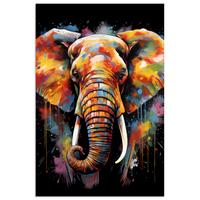 POSTER Elefant - Graffiti - Schwarz - Tiere - Farben Wandbild Schlafzimmer 80x120 cm - Schwarz, Papier (80/120/0.1cm) - MuchoWow