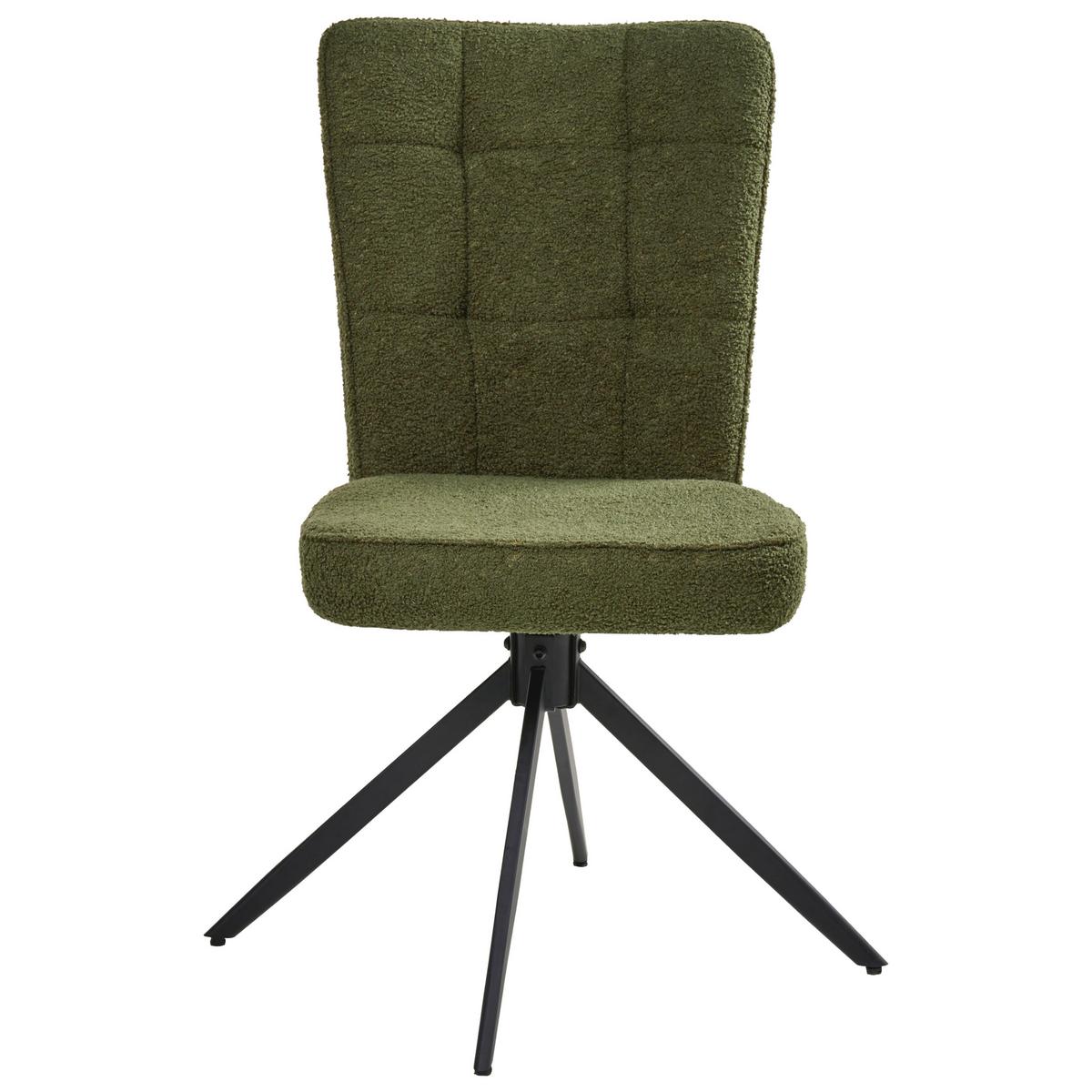 ESSZIMMERSTUHL 2er-Set drehbar Bouclé Grün Ryan - Grün, Textil (51/91/69cm) - Beliani