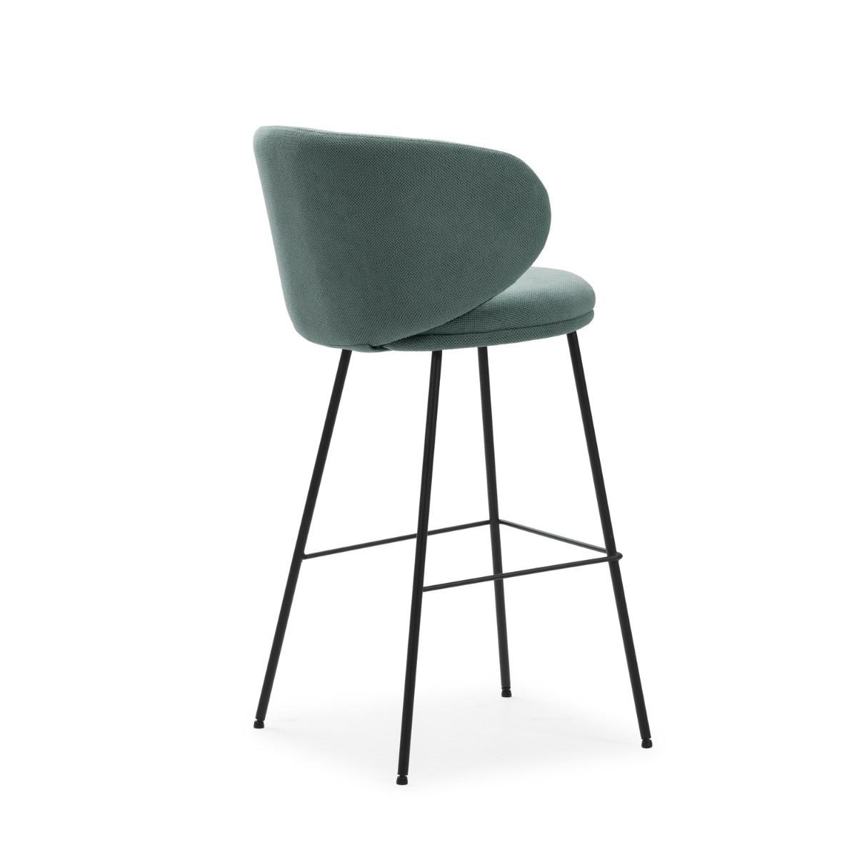BARHOCKER (Set aus 2) aus Stoff mit schwarzen Metallbeinen - rush 56/53/65 cm - Grün, Textil (53/65/56cm) - Calicosy