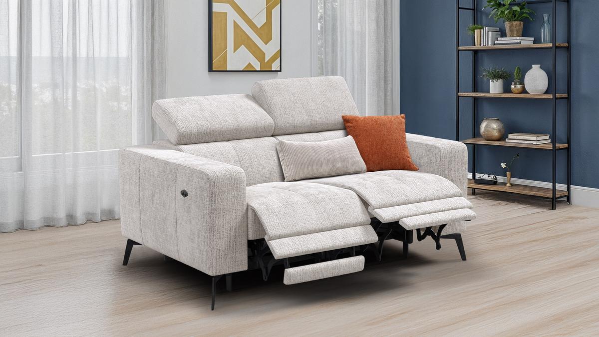 RELAXSOFA MORELLO 2-Sitzer, creme, 2 x Relax Zero Gravity - Creme, Holz/Textil (164/82/103cm) - Wozimo
