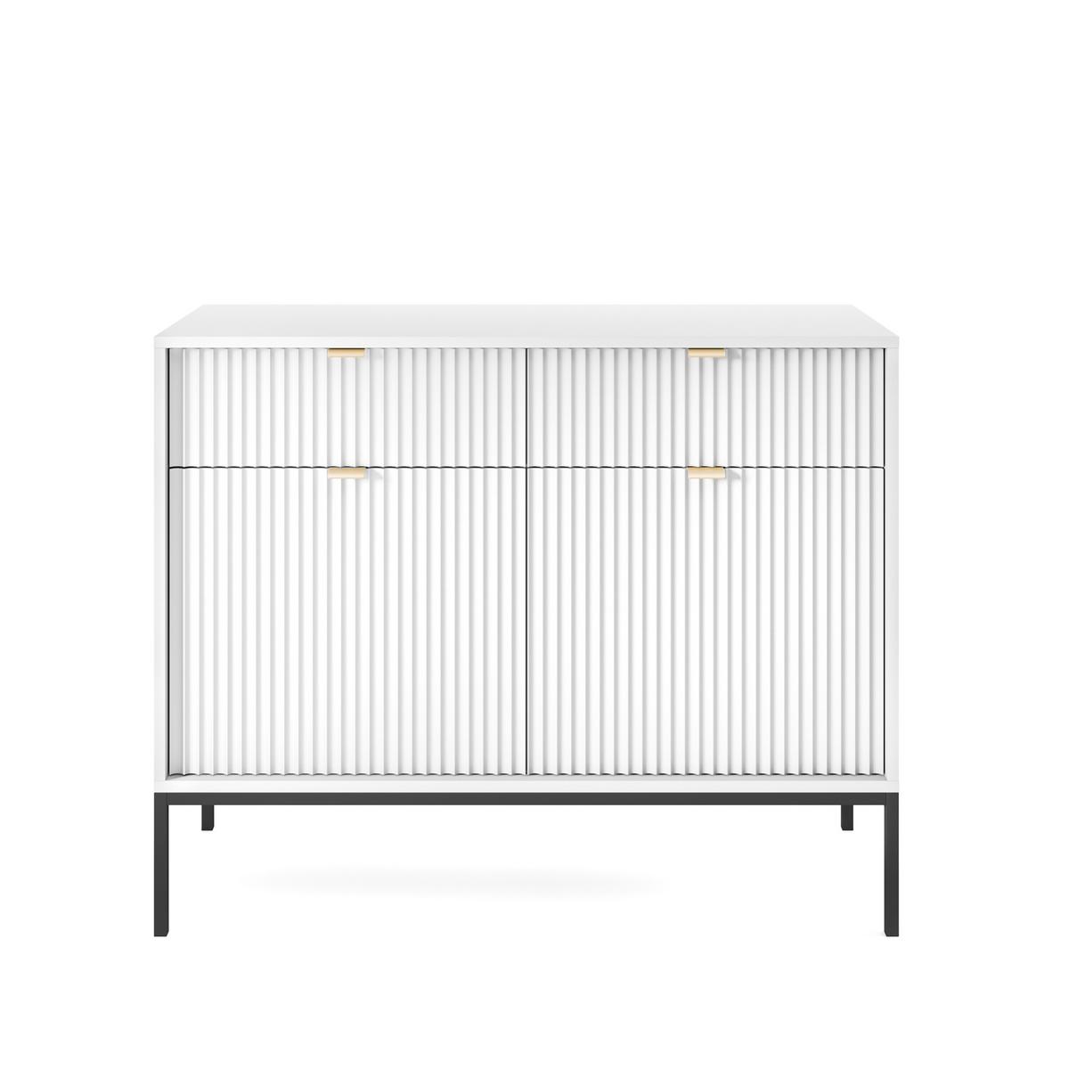 KOMMODE STELLARE 104/83/39 cm mit 2 Schubladen 2 Türen Weiß - Weiß, Holzwerkstoff (104/83/39cm) - MASSENO