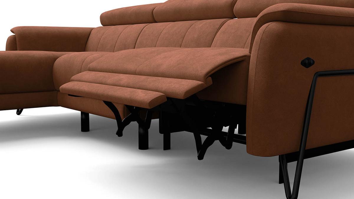 ECKSOFA RODEN 4-Sitzer mit Relax, braun, Veloursstoff - Braun, Holz/Textil (268/92cm) - Wozimo