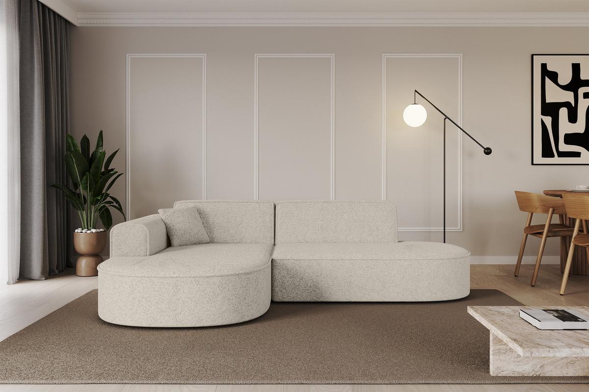 ECKSOFA Ottomane Links MARI-L1 - 243x171x79 cm Beige Tissu - Beige/Schwarz, Holzwerkstoff/Kunststoff (243/171cm) - ALTDECOR