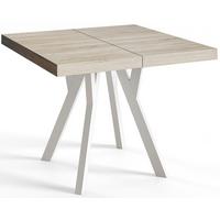 QUADRATISCHER Esstisch ausziehbar – Moderner Wohnzimmertisch und Küchentisch – Tisch mit Holzbeinen, Durchmesser 120 - 220 cm - Farbe Sonoma - Braun/Weiß, Holzwerkstoff (120/120/77cm) - Alpi-Möbel